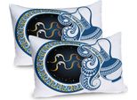 Abakuhaus Zodiacale Federa Per Cuscino Confezione Da 2, Immagine Del Segno Dell'acquario Con Brocca E Sfera Circolare Sullo Sfondo, Federa Per Cuscino Decorativa Stampata, 80X40 Cm, Multicolore