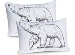 Abakuhaus Federa Per Cuscino Con Orso Polare Confezione Da 2, Stile Sketch Orso Grizzly Nordico Motivo Animale Ispirato Alla Natura Selvaggia, Federa Decorativa Stampata, 80X40 Cm, Grigio Antracite E Bianco