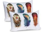 Abakuhaus Federa Per Cuscino Asiatica Confezione Da 2, Federe Etniche Asiatiche Con Ornamenti Tribali Stampa Con Design Ispirato Alla Cerimonia Esoterica, Federa Decorativa Stampata, 80X40 Cm, Arancione Blu
