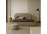 Gutto Letto Imbottito Su Misura Moon Beige 140X200 Struttura A Doghe In Metallo Tessuto Boucle Teddy Di Alta Qualità Letto Con Rete E Contenitore