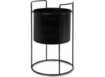 3.11 Vaso Per Piante Su Supporto - Circa 26 X Ø 14 Cm - Vaso Da Fiori In Metallo Nero / Rotondo