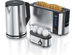 Arendo Frühstücks-Set in silber - Wasserkocher / Toaster / Eierkocher