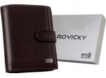Rovicky | Portafoglio Elegante, In Pelle Naturale, Per Uomo, Marrone, 10X13 Cm