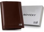 Rovicky | Elegante Portafoglio Da Uomo, In Pelle Naturale, Senza Chiusura, Marrone, 10X13 Cm