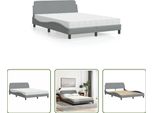The Living Store Letto Con Materasso In Tessuto Grigio Chiaro 140X190 Cm