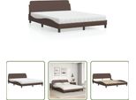 The Living Store Letto Con Materasso Marrone 160X200 Cm In Ecopelle