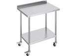 Tavolo Da Lavoro In Acciaio Inox Vevor, Tavolo Da Lavoro Commerciale Per La Preparazione Di Alimenti Con Rotelle, Tavolo Da Lavoro Per La Preparazione, Tavolo Da Lavoro In Metallo Ad Altezza Regolabile Per Ristorante 610 X 914 X 1005,6 M
