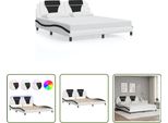 The Living Store Struttura Letto Con Led Bianco E Nero 180X200 Cm In Ecopelle