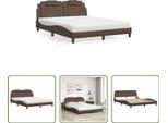 The Living Store Letto Con Materasso Marrone 160X200 Cm In Ecopelle