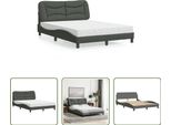 The Living Store Letto Con Materasso In Tessuto Grigio Scuro 140X190 Cm