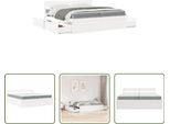 The Living Store Letto Con Cassetti E Materasso Bianco 200X200 Cm In Legno Massiccio