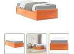The Living Store Letto Con Materasso Marrone Cera 100X200 Cm In Legno Di Pino Massiccio