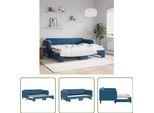 The Living Store Daybed Estensibile Blu 80X200 Cm Velluto