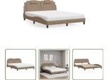The Living Store Letto Con Materasso Cappuccino-Marrone 160X200 Cm In Ecopelle