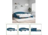 The Living Store Daybed Estensibile Blu 100X200 Cm Velluto