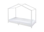 Letto A Casetta Roba 70 X 140 Cm - Letto A Terra Per Bambini - Principio Montessori - Ampliabile Con Rete A Doghe, Materasso E Copriletto - Legno Laccato Bianco