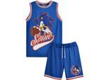 Sonic The Hedgehog - Set Maglia E Pantaloncini Da Bambino NS8305 (122) (Blu)