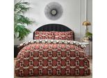 Furn - Design Geometrico - Set Di Biancheria Da Letto "Avalon"" RV3235 (Letto Matrimoniale) (Mattone)"