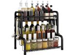 Sessamen-Lp Portaspezie Stoccaggio Spezie Metallo 2 Livelli Spezie Bottiglie Scaffale In Piedi Per Barattoli Olio Bottiglie Nero Organizzatore Spezie Cucina Scaffale (Tipo B)