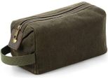 Quadra - Borsa Per Cosmetici "Heritage"", Lavata, Inserti In Pelle BC5245 (Taglia Unica) (Verde Oliva)"