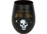 Something Different - Bicchiere Da Vino Senza Tappo "Just Trying To Feel Alive"" SD6045 (Taglia Unica) (Nero/Oro/Bianco)"