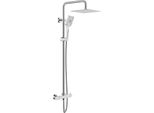Sistema Doccia Rainsworth Con Termostato, Doccia A Pioggia Quadrata In Acciaio Inox Da 25 Cm, Soffione A 3 Modalità Di Getto, Set Doccia 92-126 Cm, Cromo