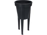 3.10 Vaso Da Fiori Su Gambe - Ø 30 Cm Circa - Altezza Del Vaso Circa 65 Cm - Colore: Antracite