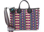 Gabs Borsa A Tracolla Borsa Shopper Nora Tg Paglia Rigata + Naplak Shoulderbag Grafite Colorato