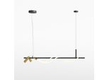 Lampada A Sospensione A Led, Alluminio Nero Oro, Silicone Bianco, H 150 Cm