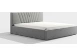 Bettrahmen ohne Matratze, - Duo 160 Grau Schlafzimmerbett, Schlafzimmermöbel, Skandinavischer Stil, Gepolstertes Bett