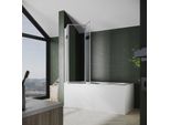 Sonni 130 X 140Cm Cabina Doccia 3 Pezzi Schermo Pieghevole, Rivestimento Nano 4Mm Attacco Vasca Da Bagno