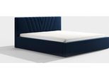 Bettrahmen ohne Matratze, - Duo 160 Dunkelblau Schlafzimmerbett, Schlafzimmermöbel, Skandinavischer Stil, Gepolstertes Bett