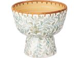 Gilde Schale, Rund, "Salvador"", Blattdesign, Bambus, Capiz, Rattan, GrüN, Naturfarben, , H. 22 Cm, D. 25 Cm 51602 /Abverkauf Nur Solange Vorrat Reicht"