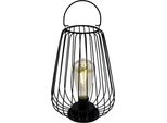 3.07 Lanterna In Metallo Con Lampadina Led In Nero - Circa 26 X 19 Cm - Da Appendere O Da Tenere In Piedi
