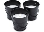 Candela Alla Citronella In Un Secchiello Di Metallo Nero - 165G / Set Di 3 - Candela Alla Citronella Profumata