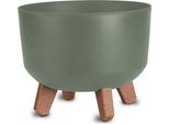 3.06 Vaso Di Plastica Con Piedini - Ø 23 Cm Circa - Vaso Per Piante Con Serbatoio D'acqua - Colore: Oliva (Grande)