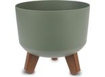 3.07 Vaso Di Plastica Con Piedini - Ø 19,5 Cm Circa - Vaso Per Piante Con Serbatoio D'acqua - Colore: Oliva (Piccolo)