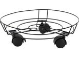 3.07 Carrello Porta Piante In Metallo Con 3 Ruote In Nero - Ø 31,5 Cm Circa - Carrello Porta Piante Con Rullo Fino A 30 Kg