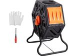 Bidone Per Compostaggio Rotante 70 L - Compostiera A Tamburo Multifunzionale - Bidone Per Compostaggio Da Giardino Ruotabile A 360° 605 X 510 X 730 Mm - Capacità Di Carico 20 Kg - Guanti In Dotazione