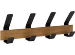 Appendiabiti Da Parete "Double"" Con Quattro Ganci Doppi In Metallo E Legno Di Faggio - Nero/Marrone"