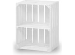 Nuove Cassette Per Frutta Con Asse Centrale Cassette Di Legno Cassette Per Vino Cassette Per Mele Scaffale Cassettiera Bianco 50X40X30Cm