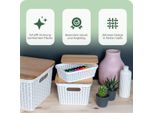 Novaliv Cestino Con Coperchio Mini Cestino Da 2 Litri Bianco Con Design In Rattan Cestino Per Alimenti Impilabile Cassetta Nidificabile In Plastica Senza Bpa Contenitore Per Alimenti Con Coperchio