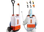Spruzzatore A Zaino Vevor Con Carrello, Pressione Regolabile 0-94 Psi, Serbatoio Da 15 Litri Su Ruote, Con 8 Ugelli, 2 Bacchette, Coperchio A Collo Largo Per Giardinaggio, Diserbo, Irrorazione, Pulizia