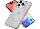Nalia Custodia Ibrida Opaca Per Iphone 16 Pro, Retro Acrilico Anti-Impronta E Silicone, Grigio Titanio Semitrasparente