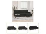 The Living Store Divano A 3 Posti Con Poggiapiedi Nero 180 Cm In Tessuto