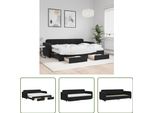 The Living Store Letto Da Giorno Allungabile Con Cassetti Nero 80X200 Cm In Velluto