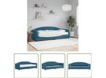 The Living Store Lettino Con Materasso Blu 80X200 Cm In Velluto