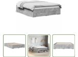 The Living Store Struttura Letto Con Cassetti In Cemento Grigio 135X190 Cm Materiale Legno