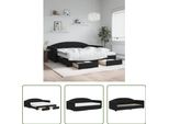The Living Store Letto Da Giorno Allungabile Con Cassetti Nero 100X200 Cm In Velluto
