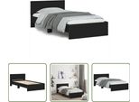The Living Store Giroletto Con Testiera Nero 100X200 Cm In Materiale Ligneo